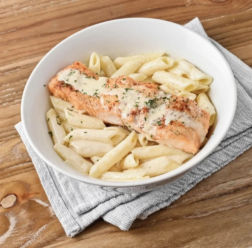 Penne Alfredo with Salmon